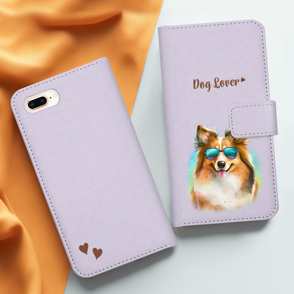 【 グラサン シェルティー 】  手帳 スマホケース　犬　うちの子　プレゼント　ペット　Android対応 3枚目の画像