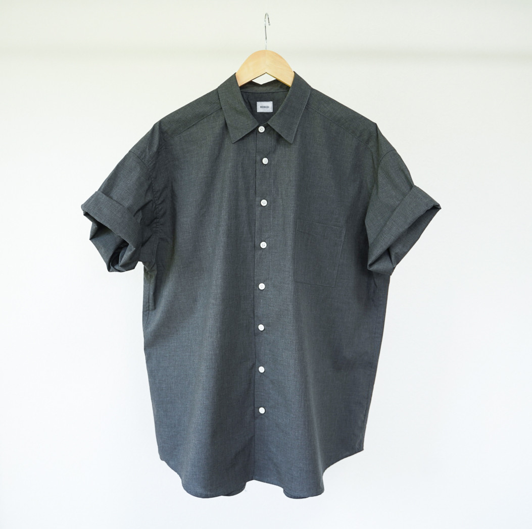 播州織　WOOL LIKE COTTON　杢グレー　タイプライター　メンズライクシャツ