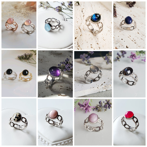 夏の福袋（2025）石選べるチェーンリング,個性的なシルバーリング