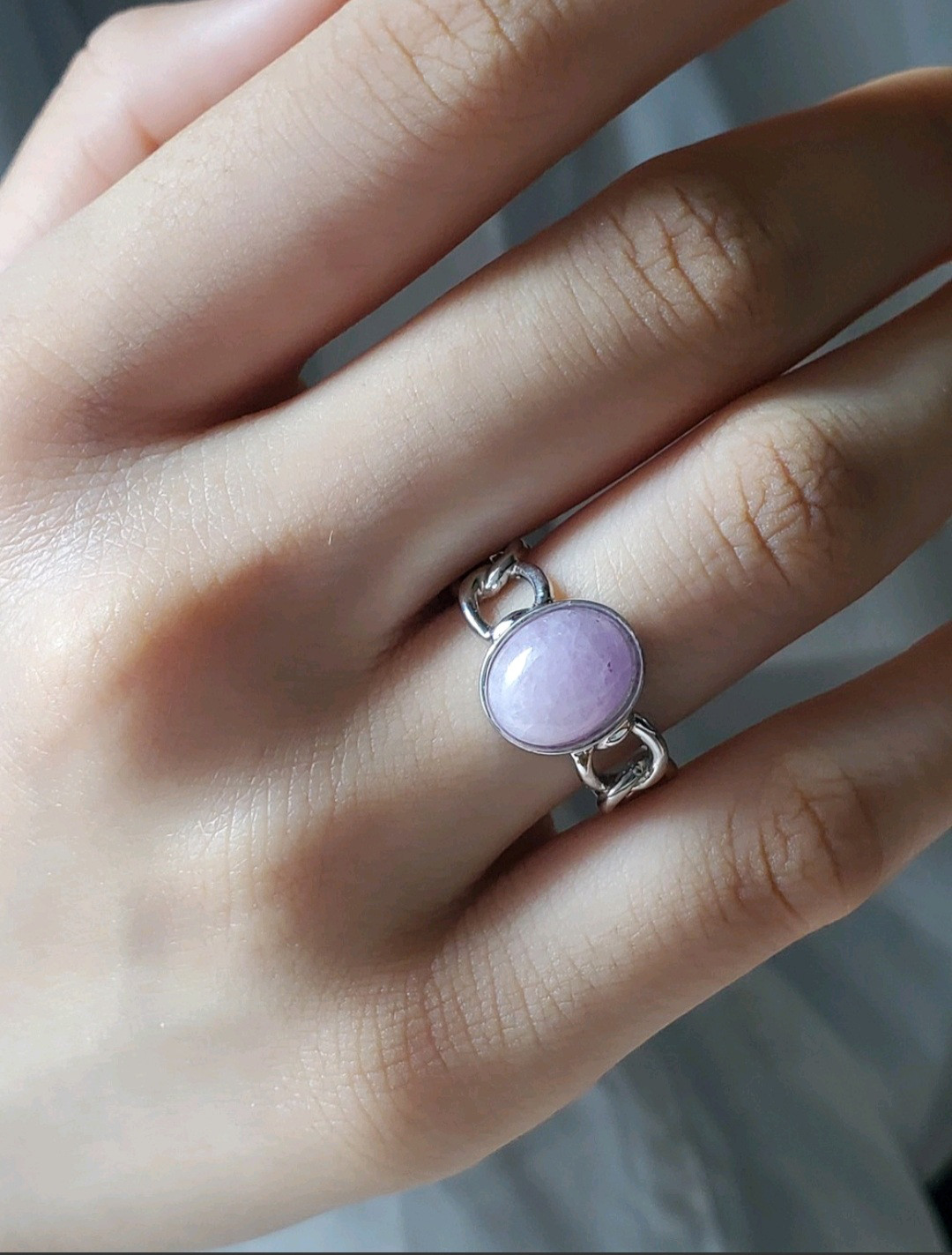 夏の福袋（2025）石選べるチェーンリング,個性的なシルバーリングミルキーアクアマリン天然石RS-234