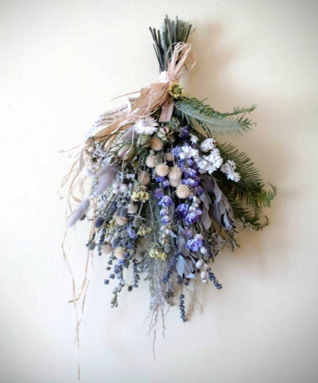 ピンクとパープル　柔らかい色合い　ドライフラワー横長スワッグ ピンクとパープル 柔らかい色合い ドライフラワー横長スワッグ