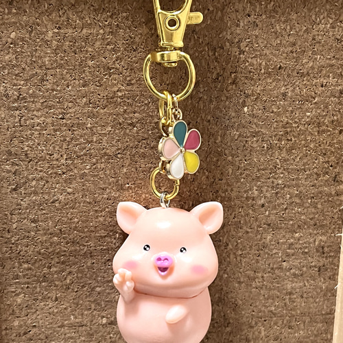 送料無料】♡立体ブタさんチャーム【ピース】（カラフルなお花のミニ 