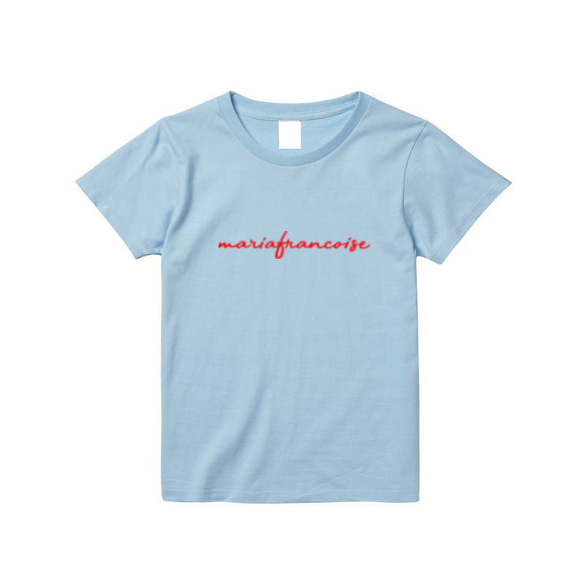 MariaFrancoise 日本限定筆記体ロゴ　Tシャツ　ハイライトブルー 2枚目の画像