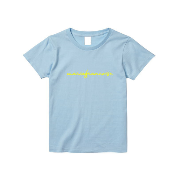 MariaFrancoise 日本限定筆記体ロゴ　Tシャツ　ハイライトブルー 1枚目の画像