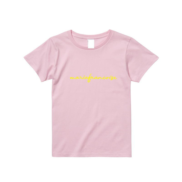 MariaFrancoise 日本限定筆記体ロゴ　Tシャツ　ハイライトピンク 1枚目の画像