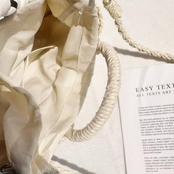 【受注制作】かごバッグ ショルダー 英語の文字巾着 ハンド手作りバッグ ビーチバッグ サマー 旅行 編みバッグ 3枚目の画像
