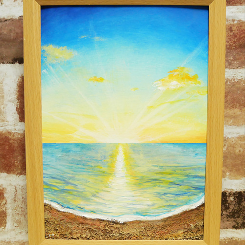 【一部予約販売】 絵画 絵画【朝日の砂浜】 油絵 HR 16178135｜Creema 通販 絵画