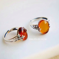 sv925 side  cross  amber  ring /antique silver color 4枚目の画像