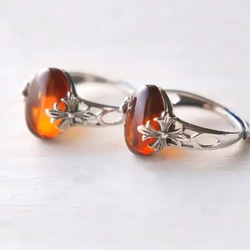 sv925 side  cross  amber  ring /antique silver color 1枚目の画像