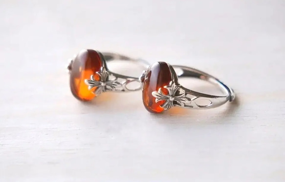 sv925 side  cross  amber  ring /antique silver color 1枚目の画像