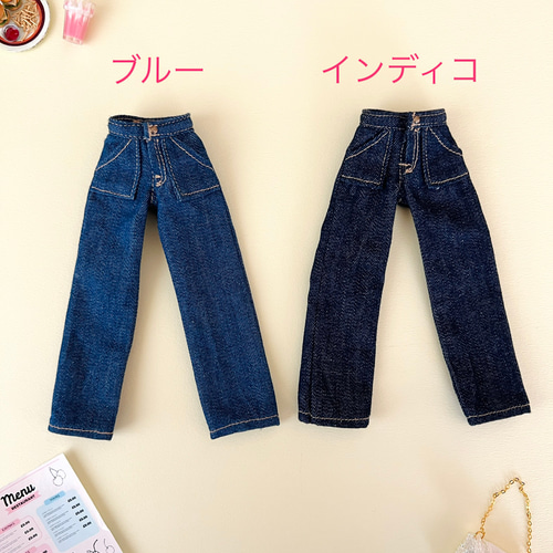 デニム ワイドパンツ リカちゃん ブライス その他人形 H's made デニム ワイドパンツ リカちゃん ブライス その他人形 H's made