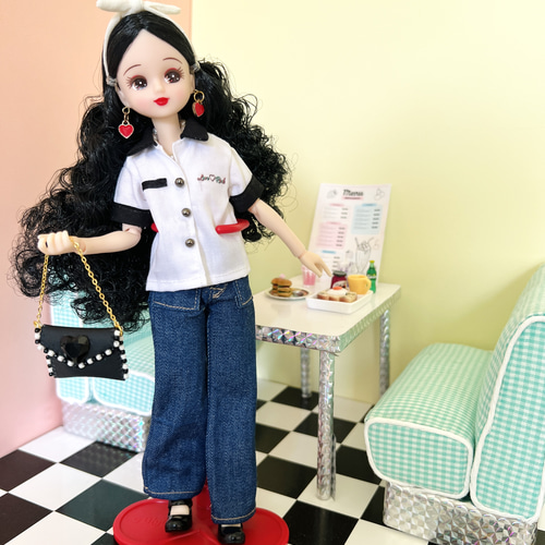 デニム ワイドパンツ リカちゃん ブライス その他人形 H's made デニム ワイドパンツ リカちゃん ブライス その他人形 H's made