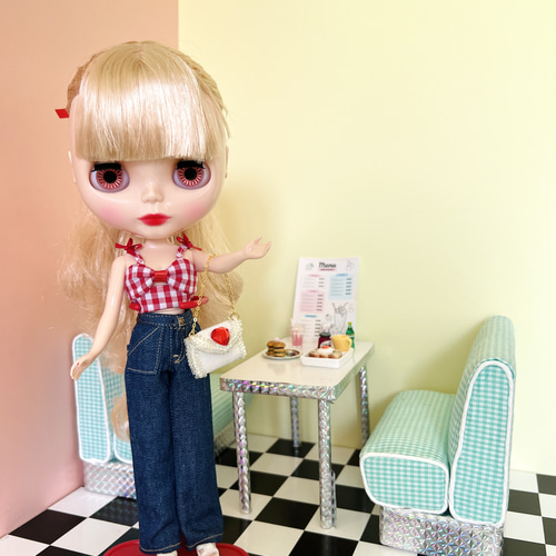 デニム ワイドパンツ リカちゃん ブライス その他人形 H's made デニム ワイドパンツ リカちゃん ブライス その他人形 H's made