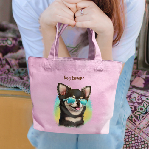 グラサン チワワ 】 ミニキャンバス トートバッグ 犬 ペット