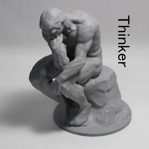 石膏像 デッサン 考える人 グレー インテリア 彫刻 置物 レジン 彫刻