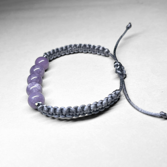 angelite nylon bracelet：gray / ラベンダーエンジェライトナイロンブレスレット 8mm 3枚目の画像