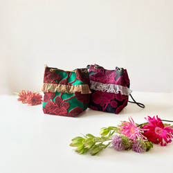 【受注生産】 斜めがけにも！2way ethnic flower mini bag 2枚目の画像