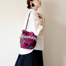 【受注生産】 斜めがけにも！2way ethnic flower mini bag 15枚目の画像