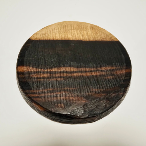 吉田 欣司 | ・黒柿丸盆φ29cm 節、縁欠け、虫食い、と全て違う