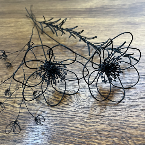 受注制作】レトロなお花の一輪挿し 2本セット ワイヤーアート