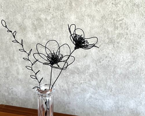 受注制作】レトロなお花の一輪挿し 2本セット ワイヤーアート