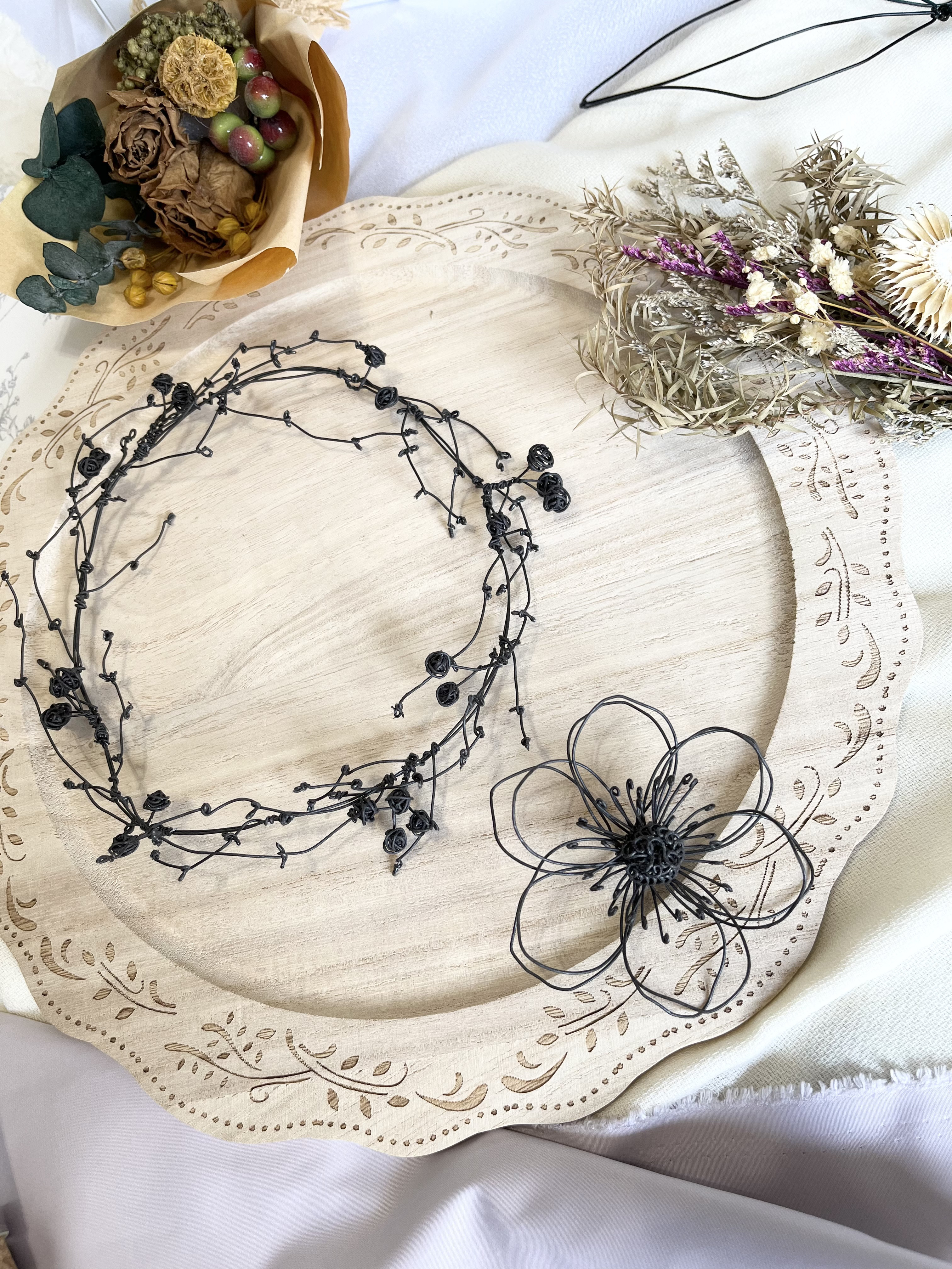 小鳥フラワーアート　ワイヤークラフト　アート　木の実 ブランド 品 通販ハンドメイド・手芸 - 花と小鳥（フラワー