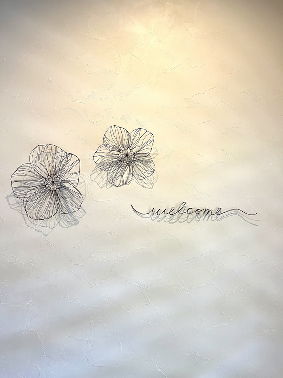 【受注制作】お花のウォールアート　Lサイズ　ワイヤーアート 1枚目の画像