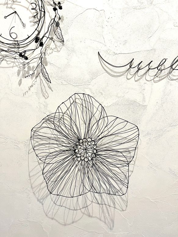 【受注制作】お花のウォールアート　Lサイズ　ワイヤーアート 4枚目の画像