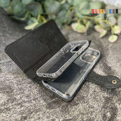 スマホケース手帳型  ＊お手持ちの機種にあわせて制作します スマホケース 手帳型 全機種対応【くすみレザー手帳ケース×型