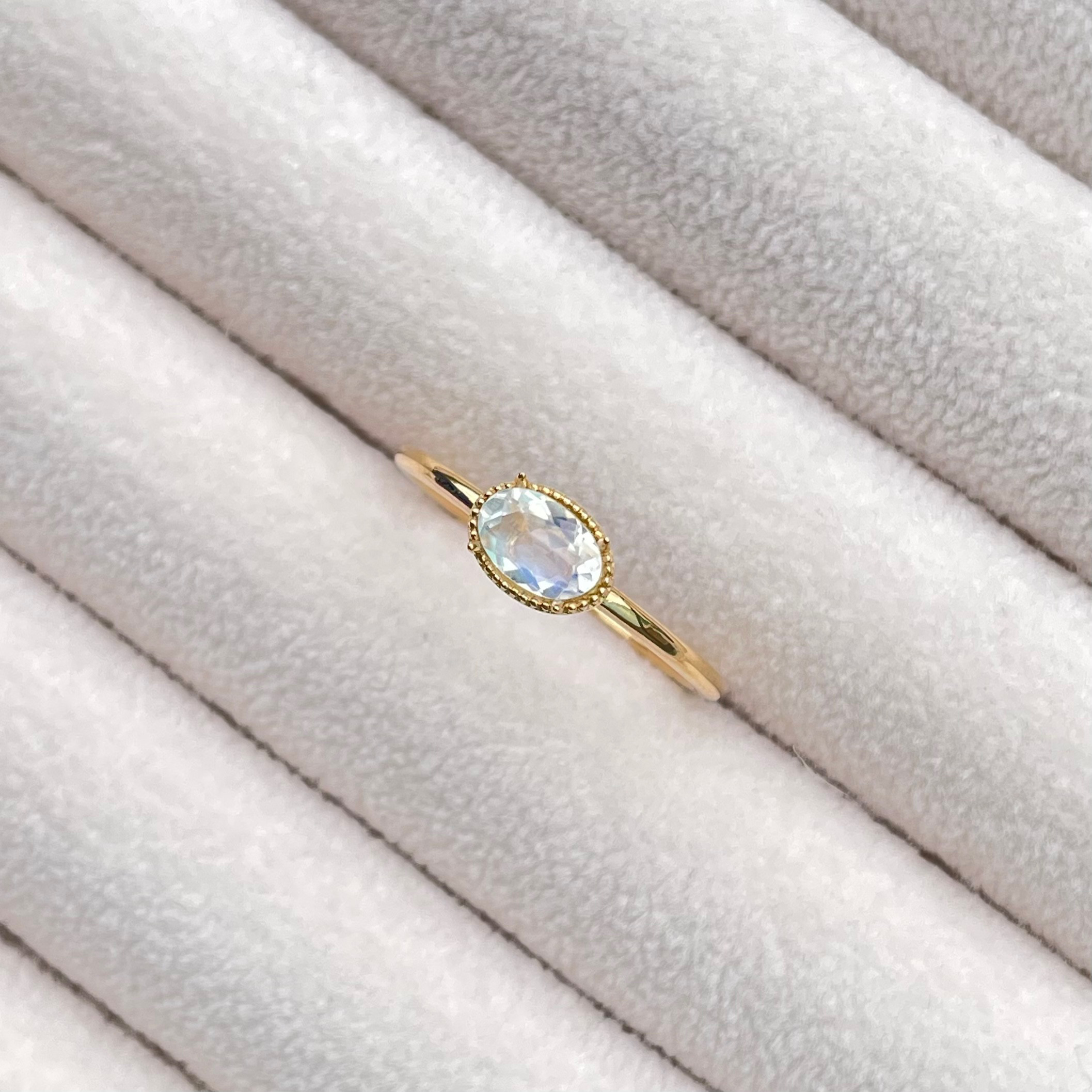 ムーンストーン☆天然石リング／SV925 k18オリジナルリング／Anuenue