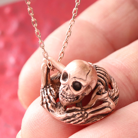 ピンクの妖怪 がしゃどくろネックレス （659-778/純銅製） ネックレス