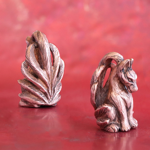ピンクの妖怪 九尾の狐ネックレス　 （659-774/純銅製） 4枚目の画像