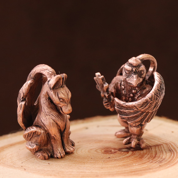 ピンクの妖怪 九尾の狐ネックレス　 （659-774/純銅製） 9枚目の画像