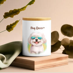 【 グラサン マルチーズ 】  キャニスター　保存容器　お家用　プレゼント　犬　ペット　うちの子　犬グッズ 3枚目の画像