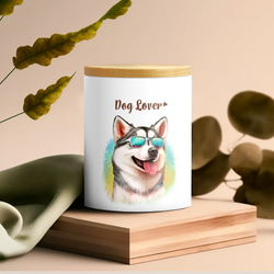 【 グラサン シベリアンハスキー 】  キャニスター　保存容器　お家用　プレゼント　犬　ペット　うちの子　犬グッズ 3枚目の画像