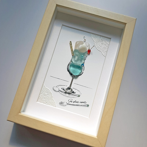 水色のクリームソーダ〉シーグラスアート その他アート moon 通販