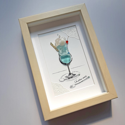 水色のクリームソーダ〉シーグラスアート その他アート moon 通販