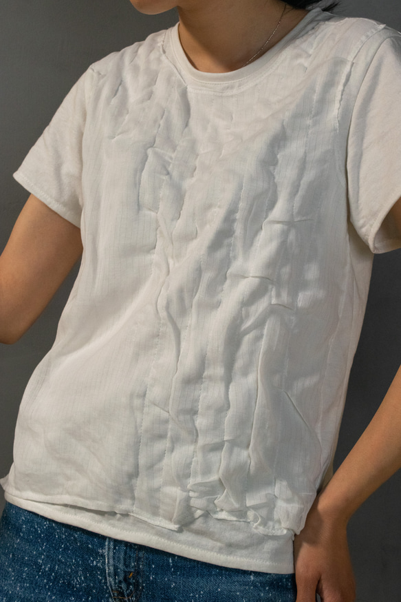 4way レイヤードT〔綿100%〕水面のようなさりげない透け感 minamoTシャツ [white] 5枚目の画像