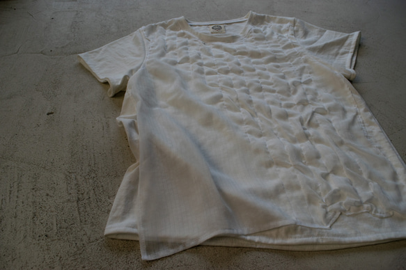 4way レイヤードT〔綿100%〕水面のようなさりげない透け感 minamoTシャツ [white] 3枚目の画像