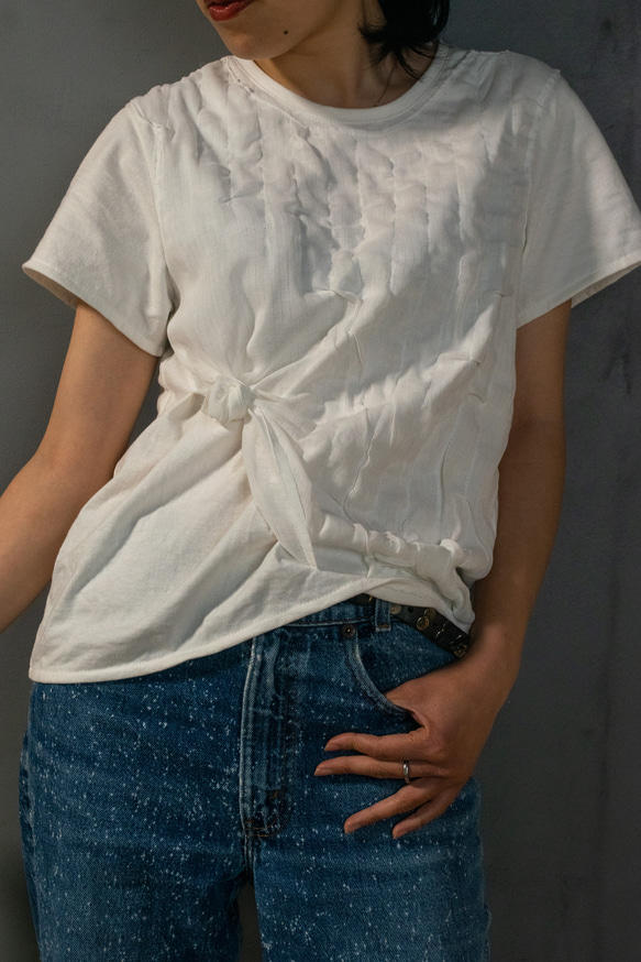 4way レイヤードT〔綿100%〕水面のようなさりげない透け感 minamoTシャツ [white] 6枚目の画像