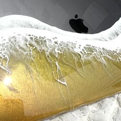 MacBook Proカバー　海アート　波アート　キラキラ　オレンジ　イエロー　パソコンカバー　レジンアート 9枚目の画像