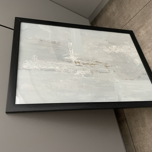 原画 一点物 テクスチャーアート グレー ブルー 青 白 ホワイト