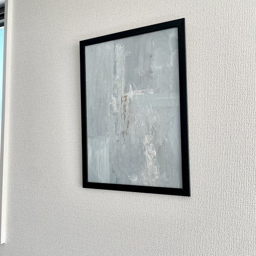 原画 一点物 テクスチャーアート グレー ブルー 青 白 ホワイト