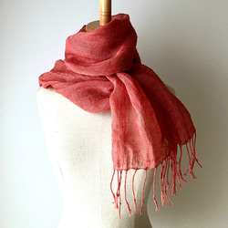 茜染めリネンストール-麻100％草木染 ストール ecOrganic Living