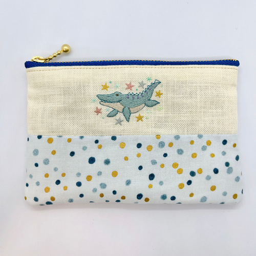 お星さまとモササウルス 刺繍 ポーチ ポーチ mame.pii 通販