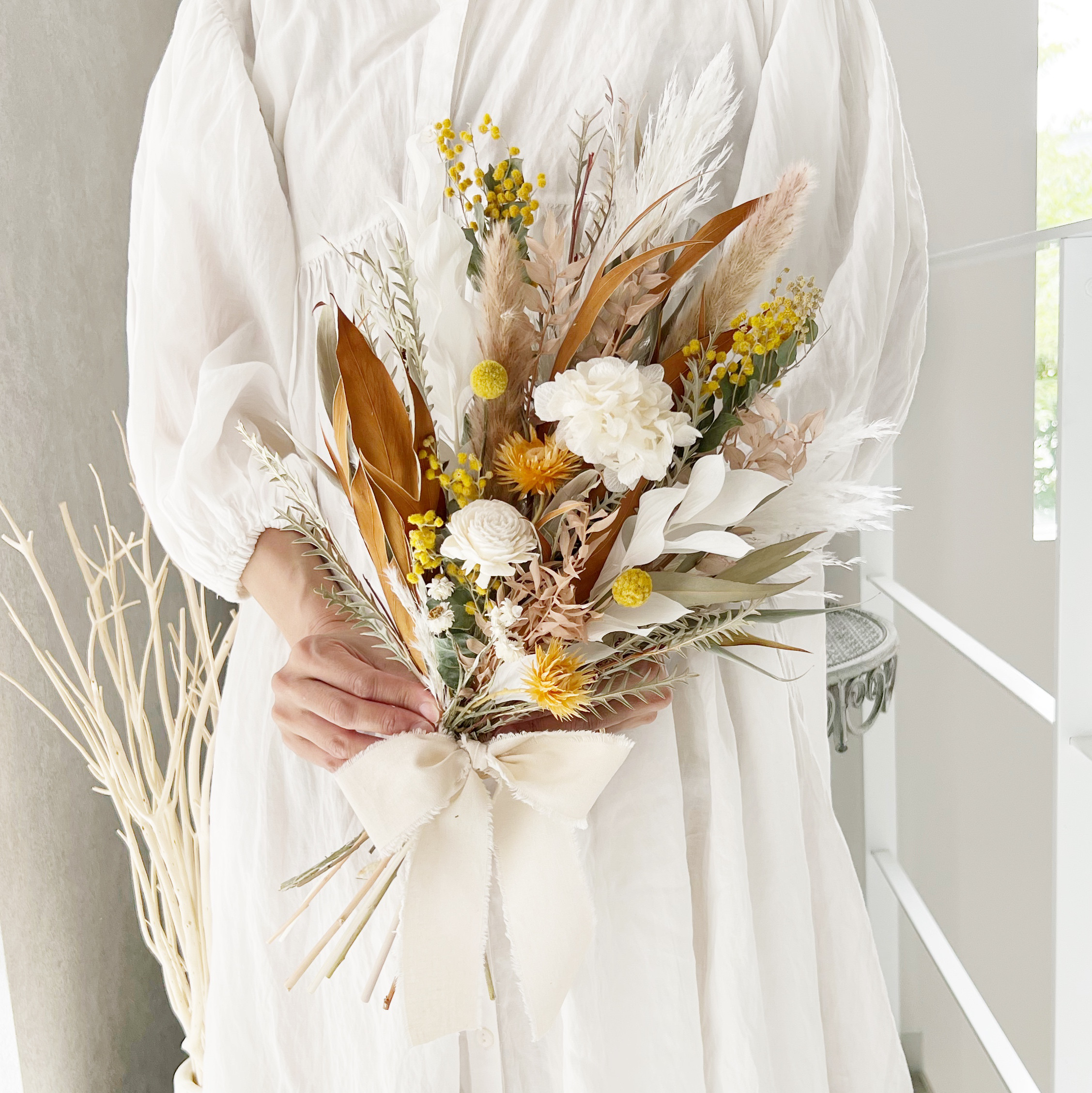 【お得♡大型♡ブーケ&スワッグ】ネイティブフラワー 前撮り ボタニカル ドライフラワー 花束 スワッグ 結婚祝い プレゼント ボタニカル