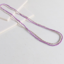 パープル KABURU 留め具のない かぶるタイプのガラスビーズネックレス 金属アレルギー対応 紫 8枚目の画像