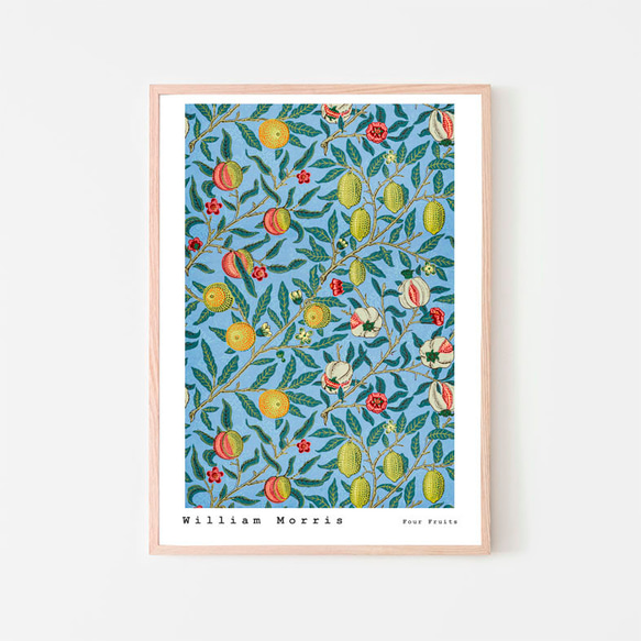 ウィリアムモリス Four Fruits / アートポスター William Morris 縦長 ブルー グリーン 花 7枚目の画像