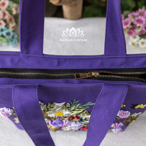 LONCCHAMP 花柄トートバッグ 紫色 ロンシャン LONGCHAMP トートバッグ （パープル系） -waja bazar