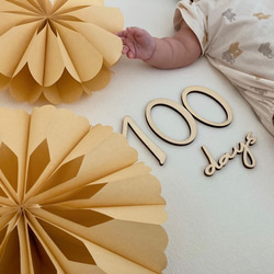 ペーパーファン お食い初め 祝百日 百日祝い 100日 ハーフバースデー セルフフォト　寝相アート 4枚目の画像